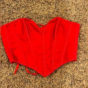 Red strapless corset